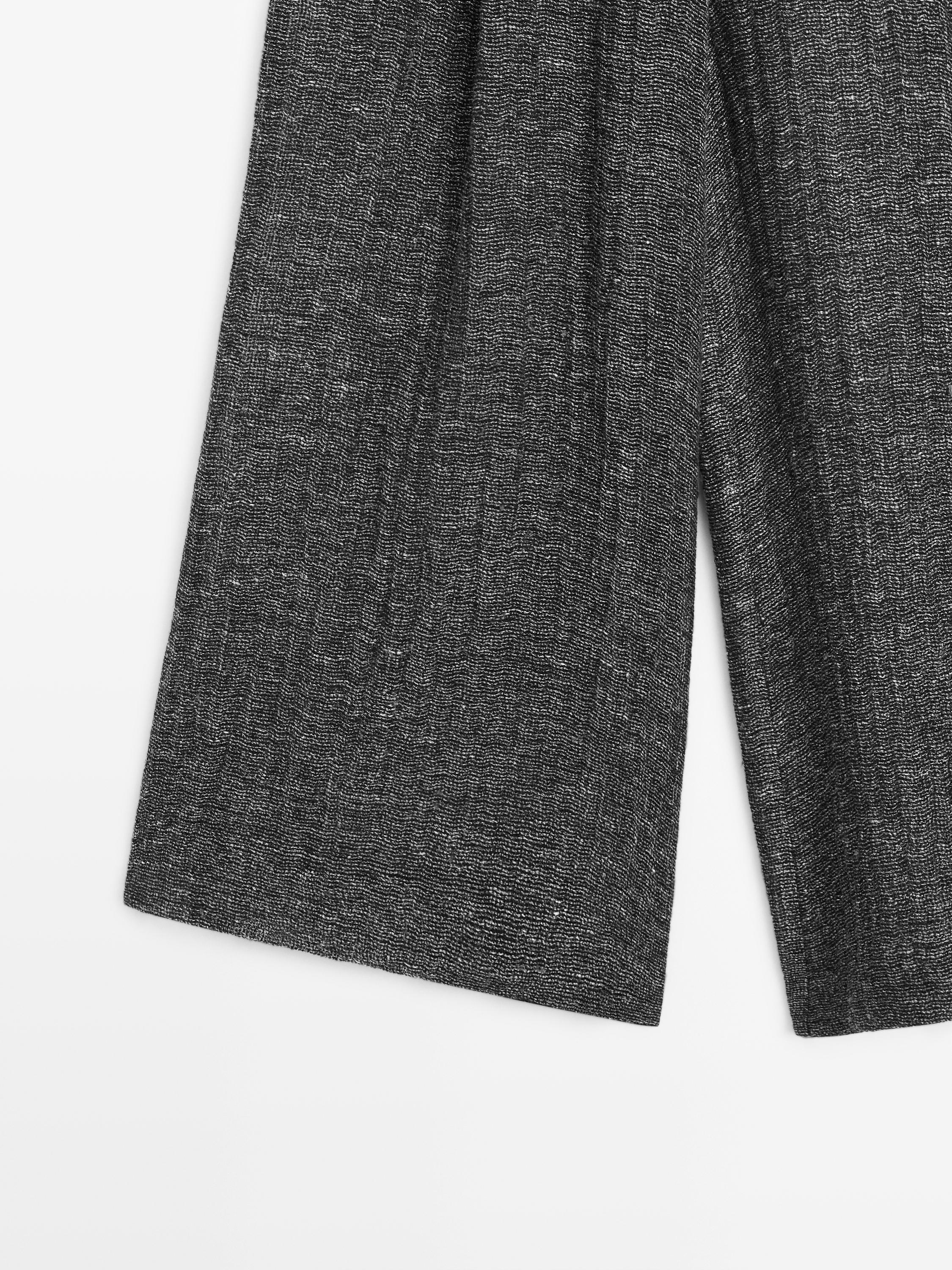 Pantalon à pinces total look en lin mélangé